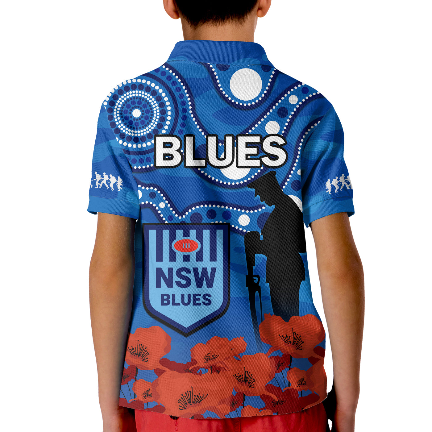 Blues Rugby ANZAC 2023 Polo Shirt NSW Aboriginal Mix Poppy Camouflage - Vibe Hoodie Shop