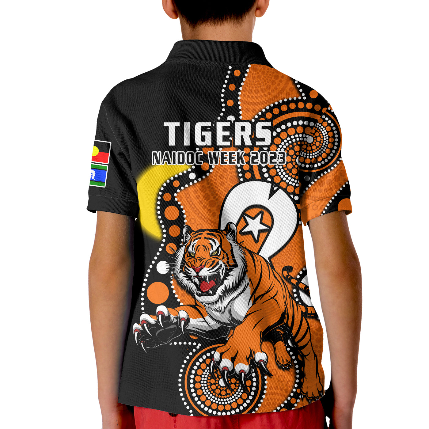 wests-tigers-rugby-naidoc-2023-polo-shirt-kid-for-our-elders-indigenous-art