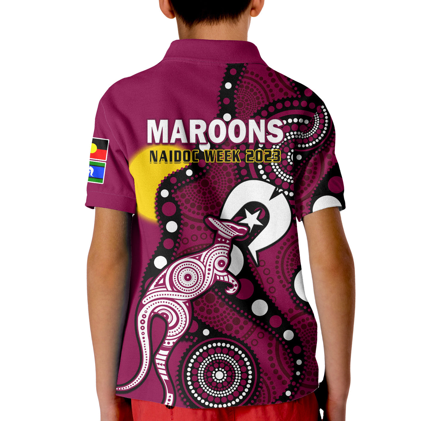 Maroons Rugby NAIDOC 2023 Polo Shirt QLD For Our Elders Indigenous Art - Vibe Hoodie Shop
