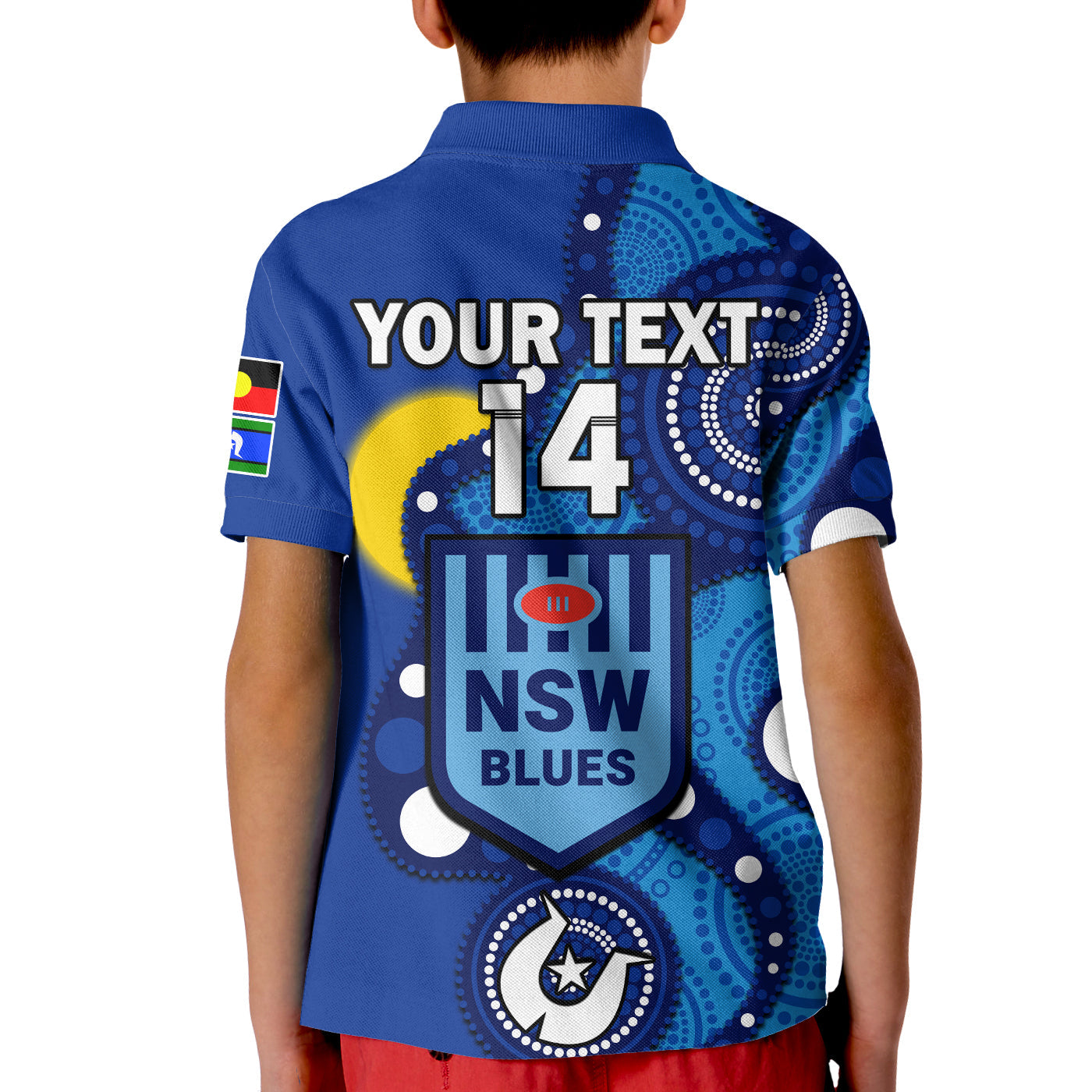 (Custom Text And Number) Blues Rugby NAIDOC 2023 Polo Shirt NSW For Our Elders Indigenous Art - Vibe Hoodie Shop