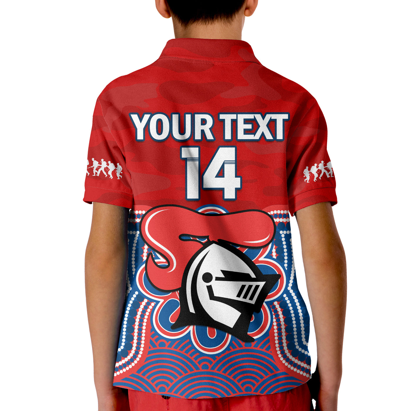 (Custom Text And Number) Knights ANZAC 2023 Polo Shirt Camouflage Poppy Mix Aboriginal - Vibe Hoodie Shop