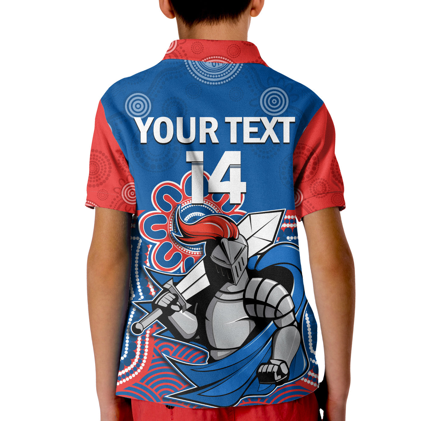 (Custom Text And Number) Knights Rugby Polo Shirt Novocastrians 1987 Aboriginal Art - Vibe Hoodie Shop