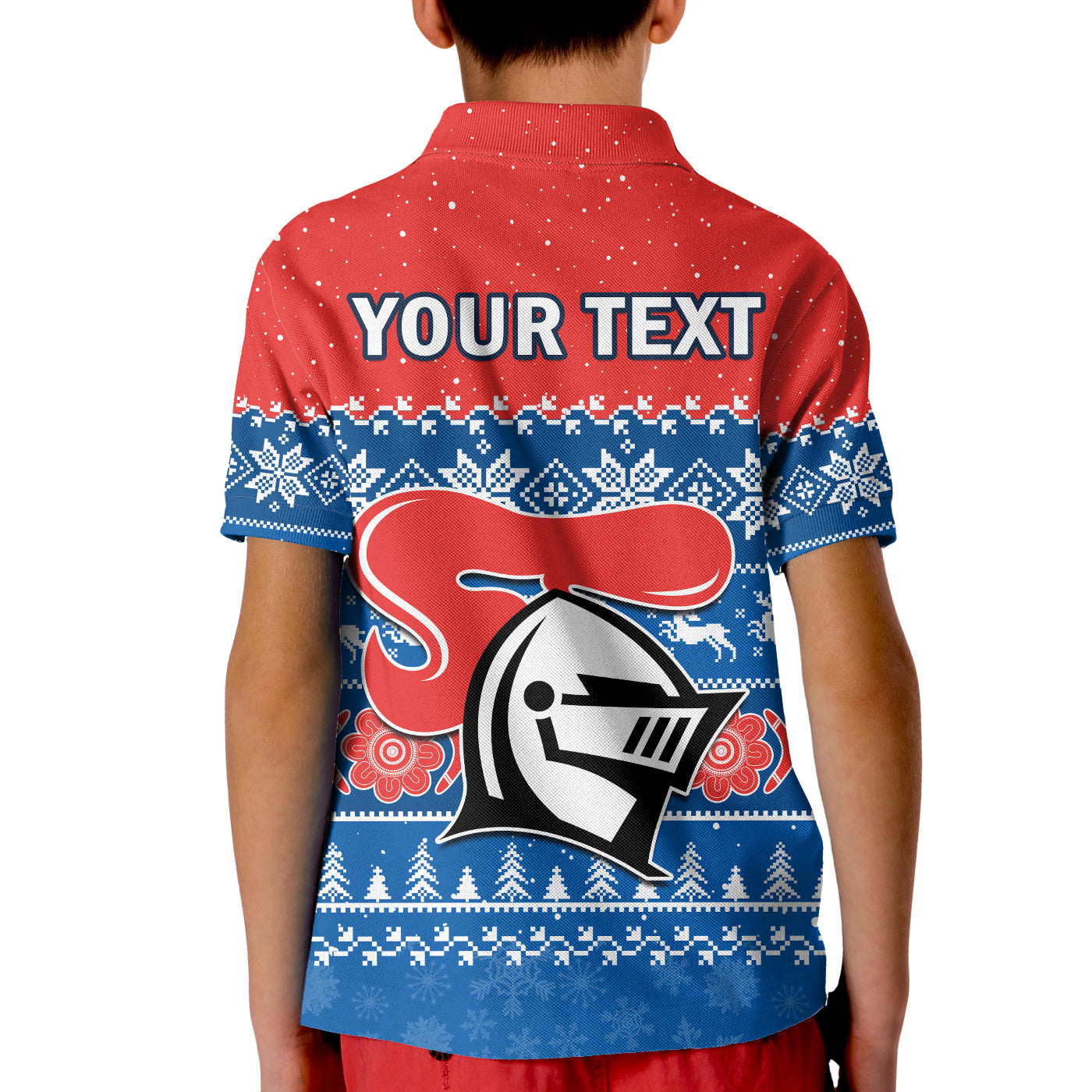 (Custom Personalised) Knights Rugby Polo Shirt Indigenous Newcastle Merry Christmas - Vibe Hoodie Shop