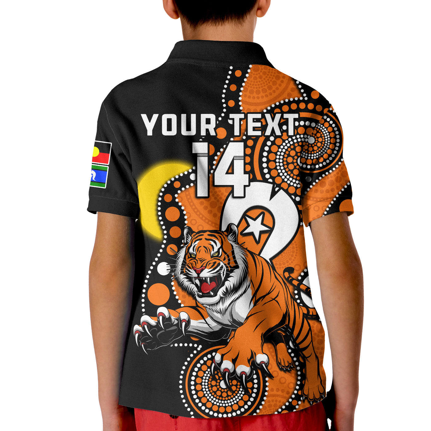 custom-text-and-number-wests-tigers-rugby-naidoc-2023-polo-shirt-kid-for-our-elders-indigenous-art