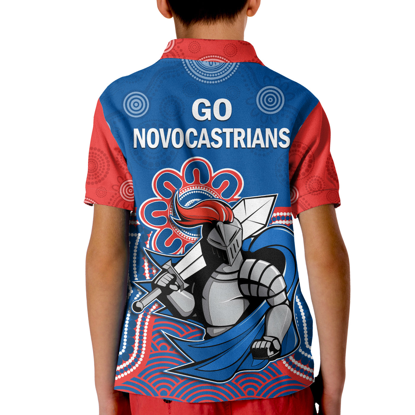 Knights Rugby Polo Shirt Novocastrians 1987 Aboriginal Art - Vibe Hoodie Shop