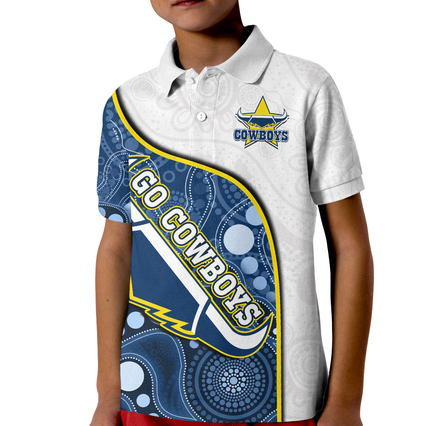 (Custom Text And Number) Cowboys Rugby Polo Shirt Indigenous Pattern 2022 Premiers Sporty Style - Vibe Hoodie Shop