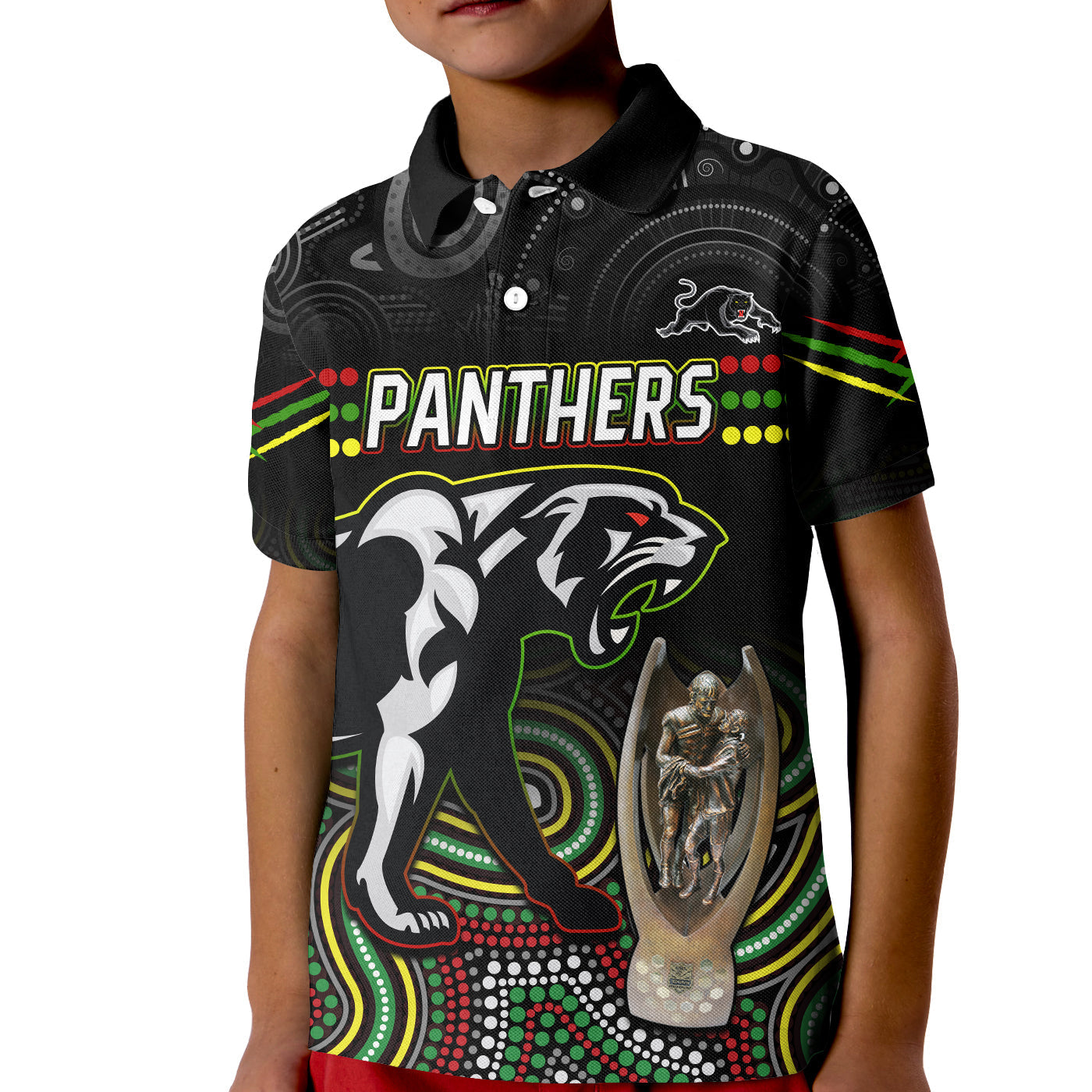 Custom Text and Number Panthers Rugby Polo Shirt KID Premiers 2022 Back to Back Champions - Vibe Hoodie Shop