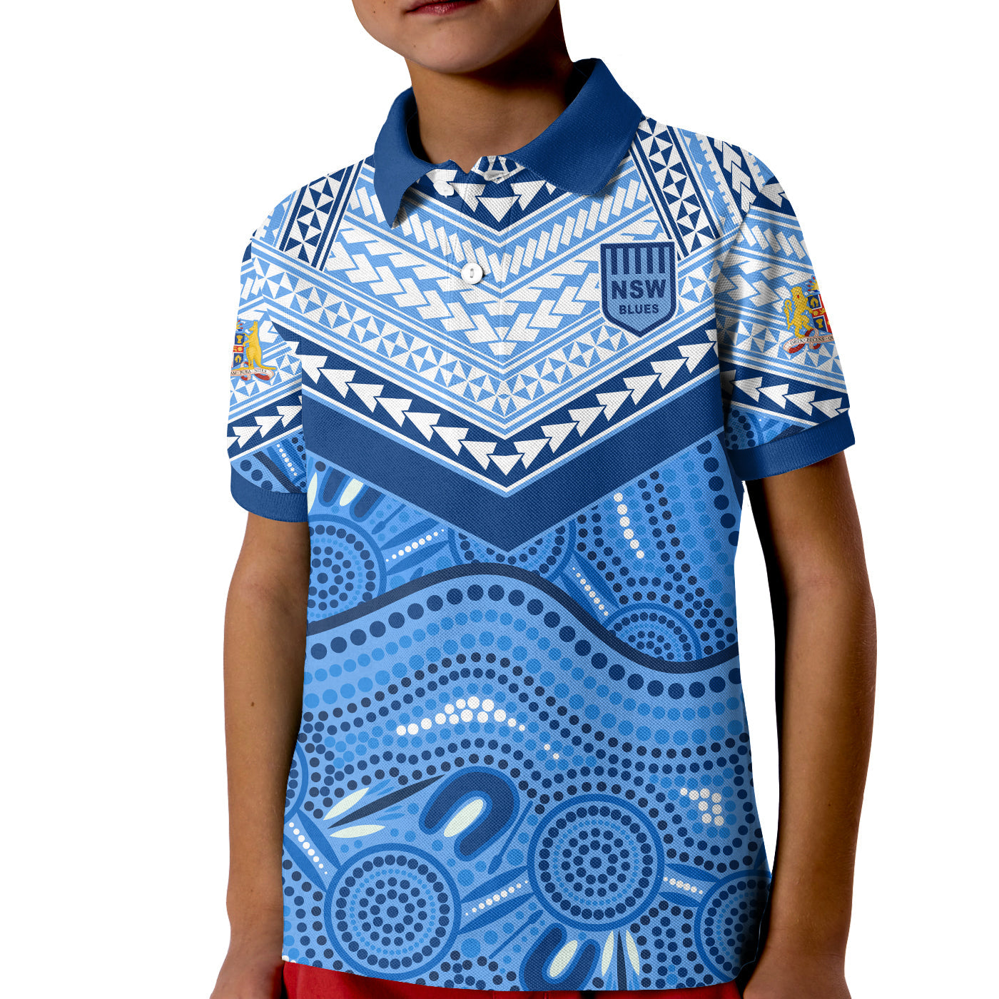 (Custom Text and Number) NSW Blues Polo Shirt Aboriginal and Polynesia Admirable - Vibe Hoodie Shop
