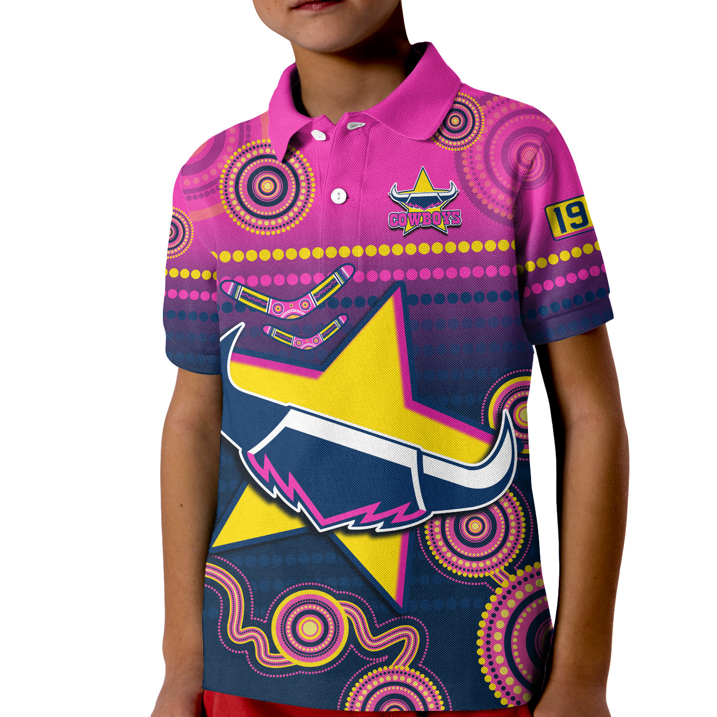 (Custom Text and Number) Cowboys Rugby Polo Shirt Aboriginal Go Premiers North Queensland - Vibe Hoodie Shop
