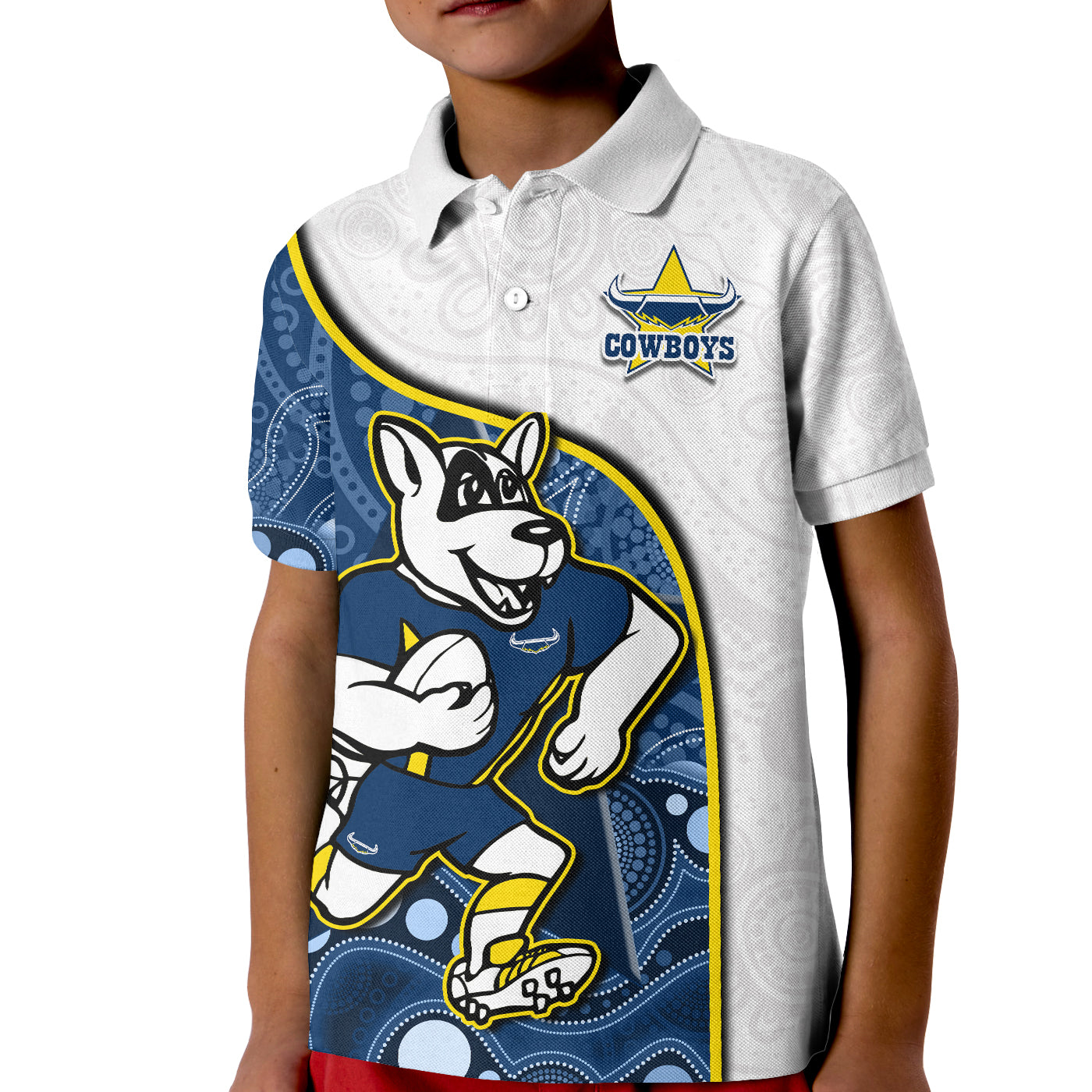 Cowboys Rugby Polo Shirt Macost Indigenous Pattern 2022 Premiers - Vibe Hoodie Shop