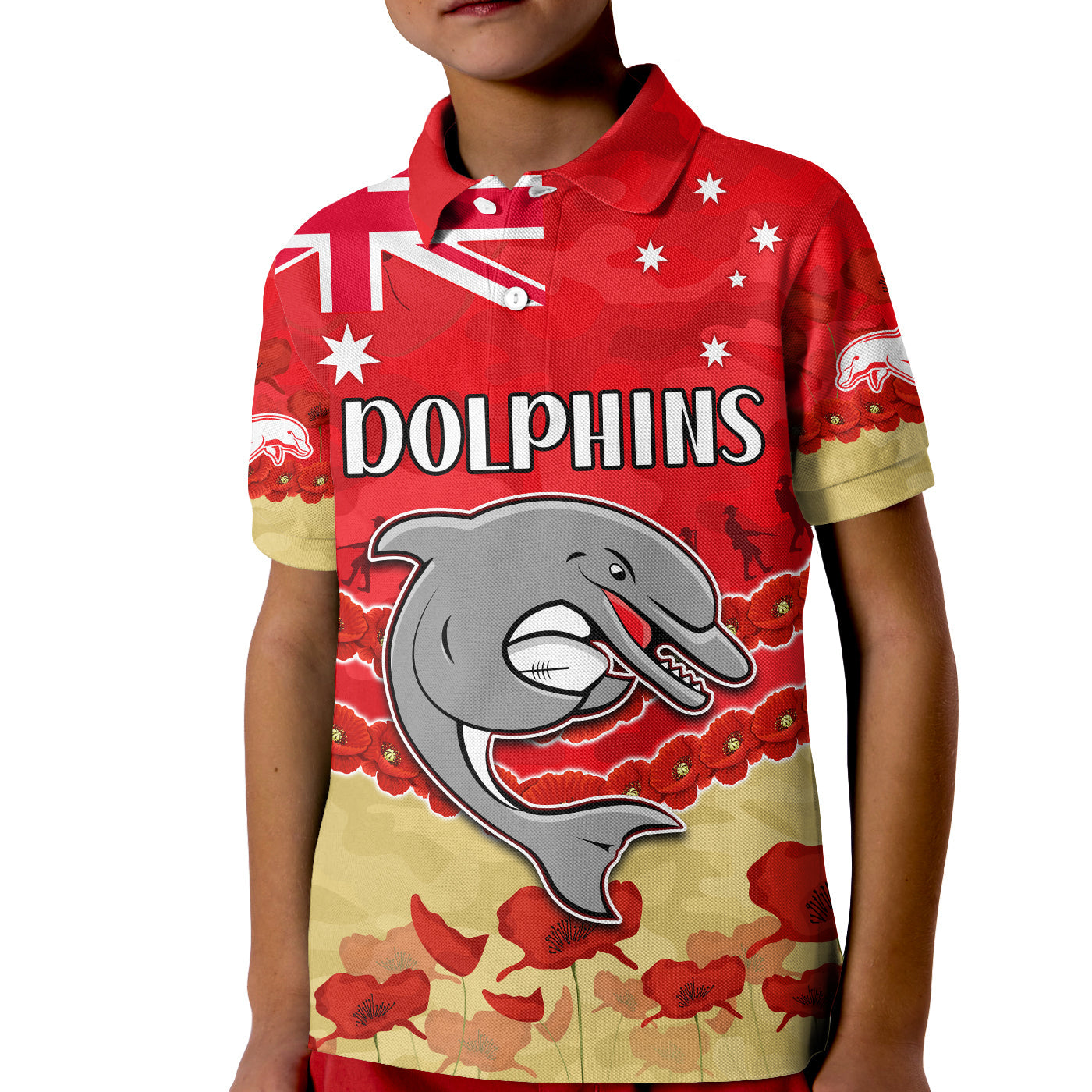 custom-text-and-number-dolphins-rugby-polo-shirt-kid-anzac-day-lest-we-forget