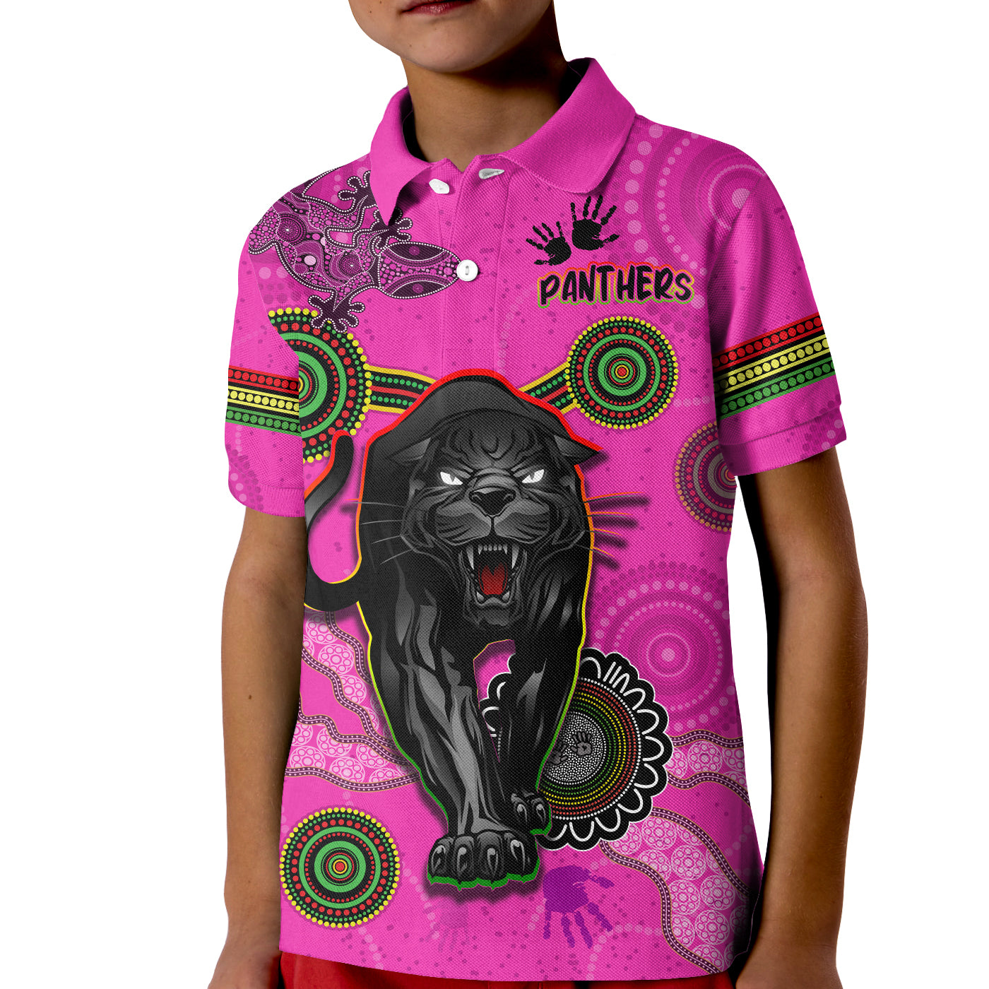 Panthers Polo Shirt KID Aboriginal with Lizard - Vibe Hoodie Shop