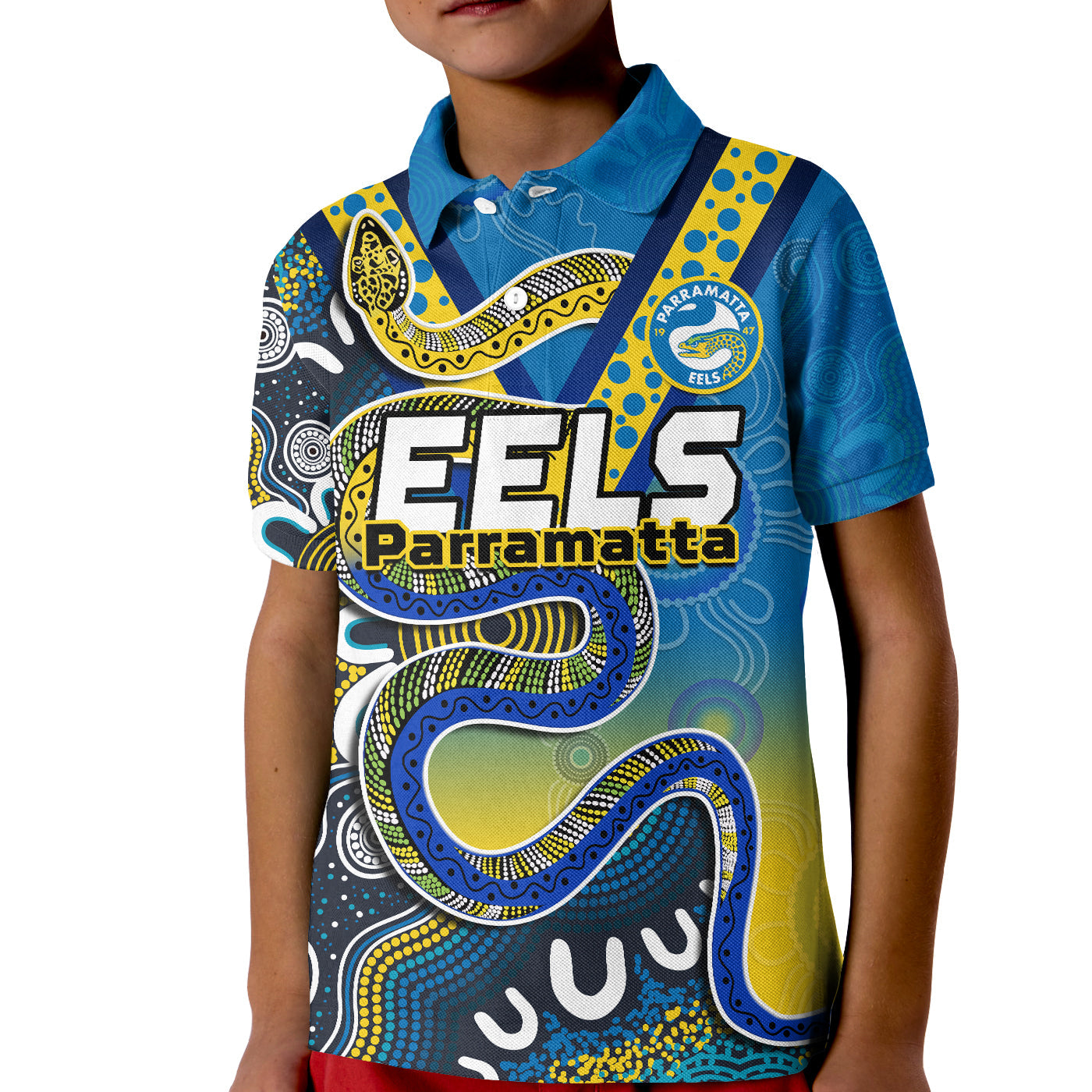 Eels Rugby Polo Shirt Aboriginal Art Sporty Style - Vibe Hoodie Shop