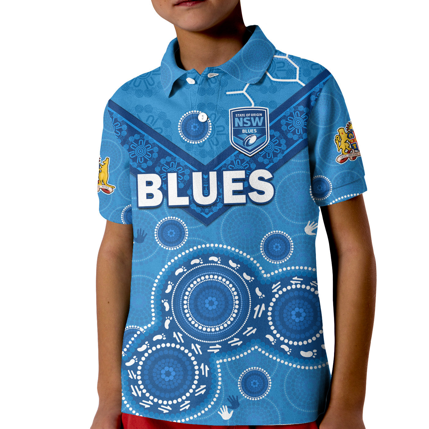 (Custom Text And Number) NSW Blues Rugby Polo Shirt New South Wales Aboriginal Dot Painting Unique Version - Vibe Hoodie Shop