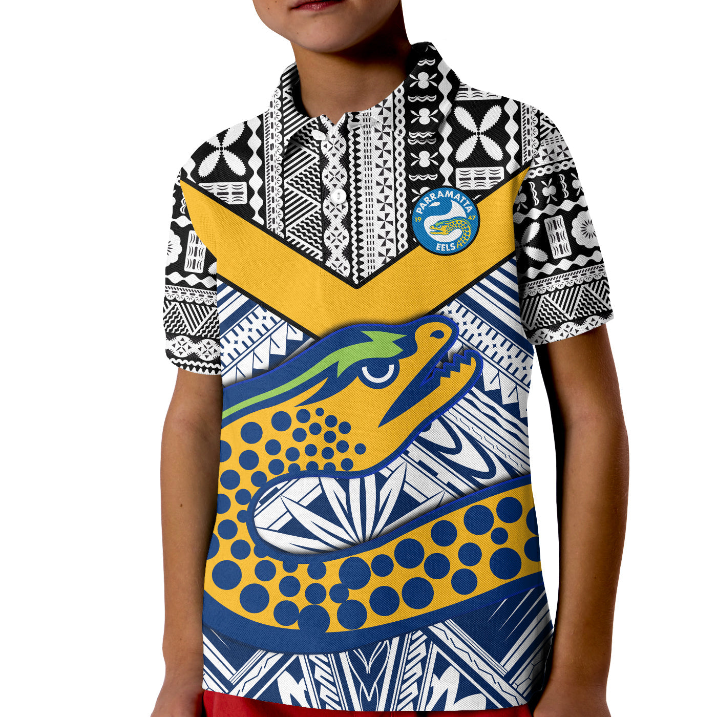 Custom Text and Number Eels Rugby Polo Shirt Polynesian Tapa Pattern Premiers - Vibe Hoodie Shop
