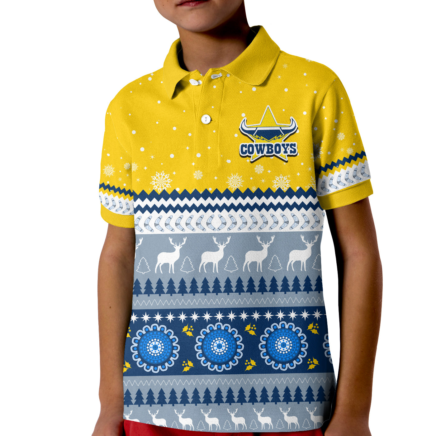 (Custom Personalised) Cowboys Aboriginal Polo Shirt Christmas North Queensland - Vibe Hoodie Shop