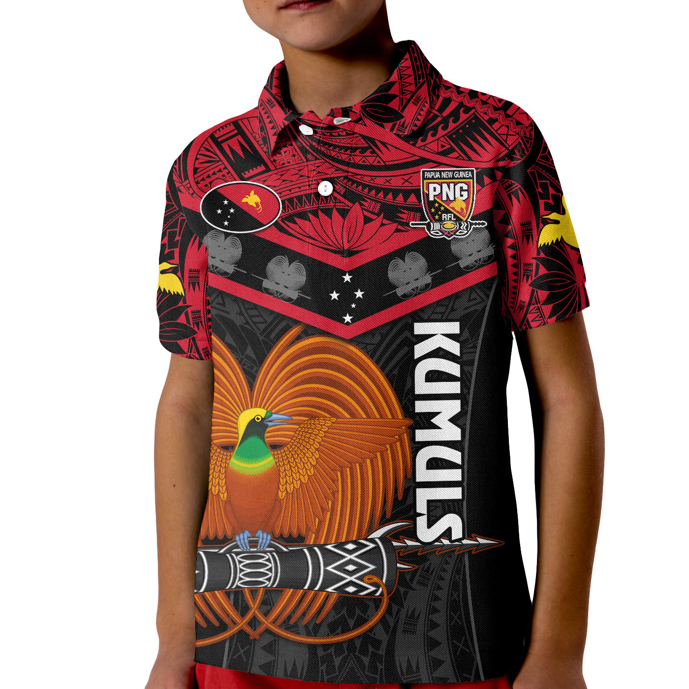 Papua New Guinea Rugby Polo Shirt PNG Kumuls Bird Of Paradise Black - Vibe Hoodie Shop