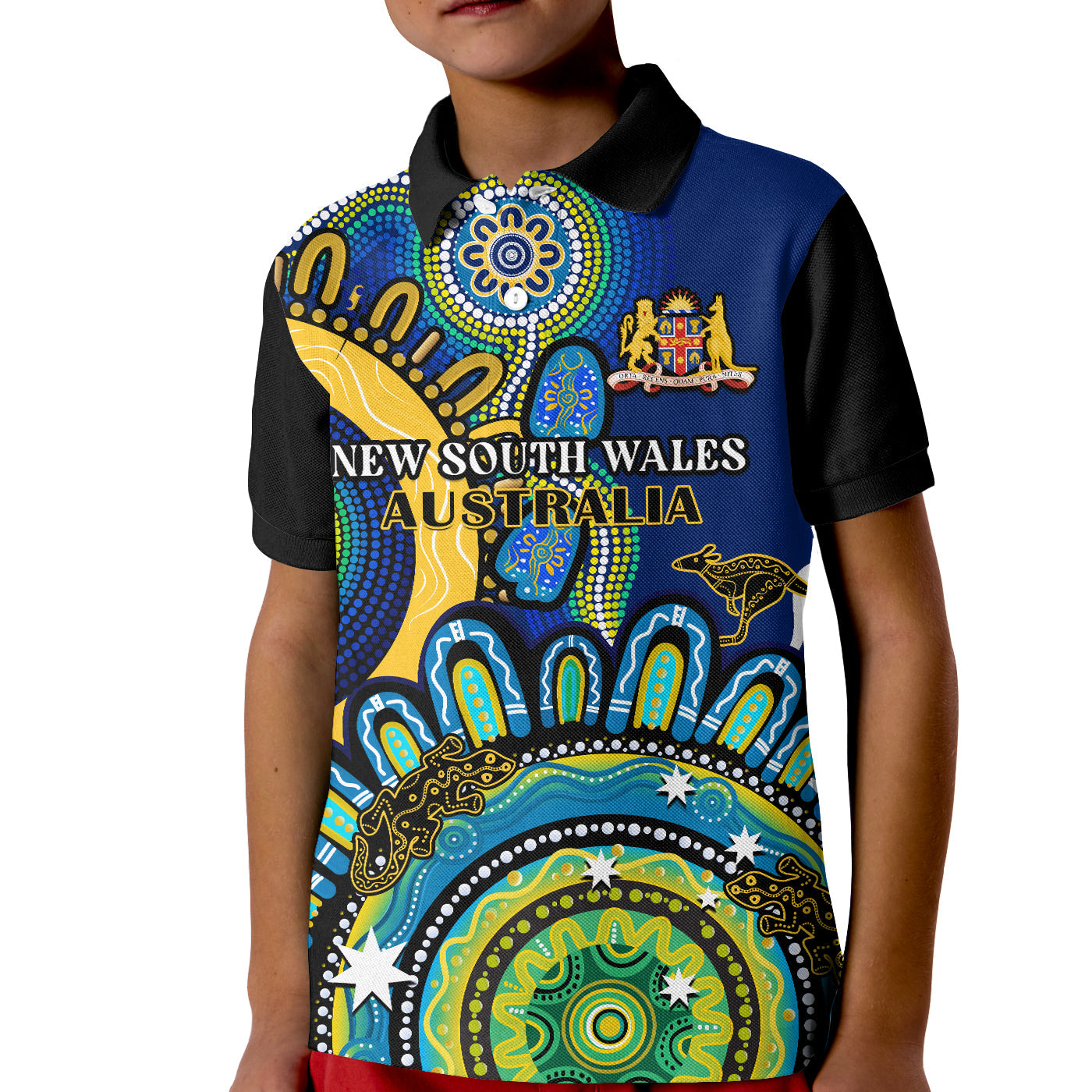 (Custom Personalised) New South Wales State Polo Shirt NSW Australian Indigenous Art - Vibe Hoodie Shop