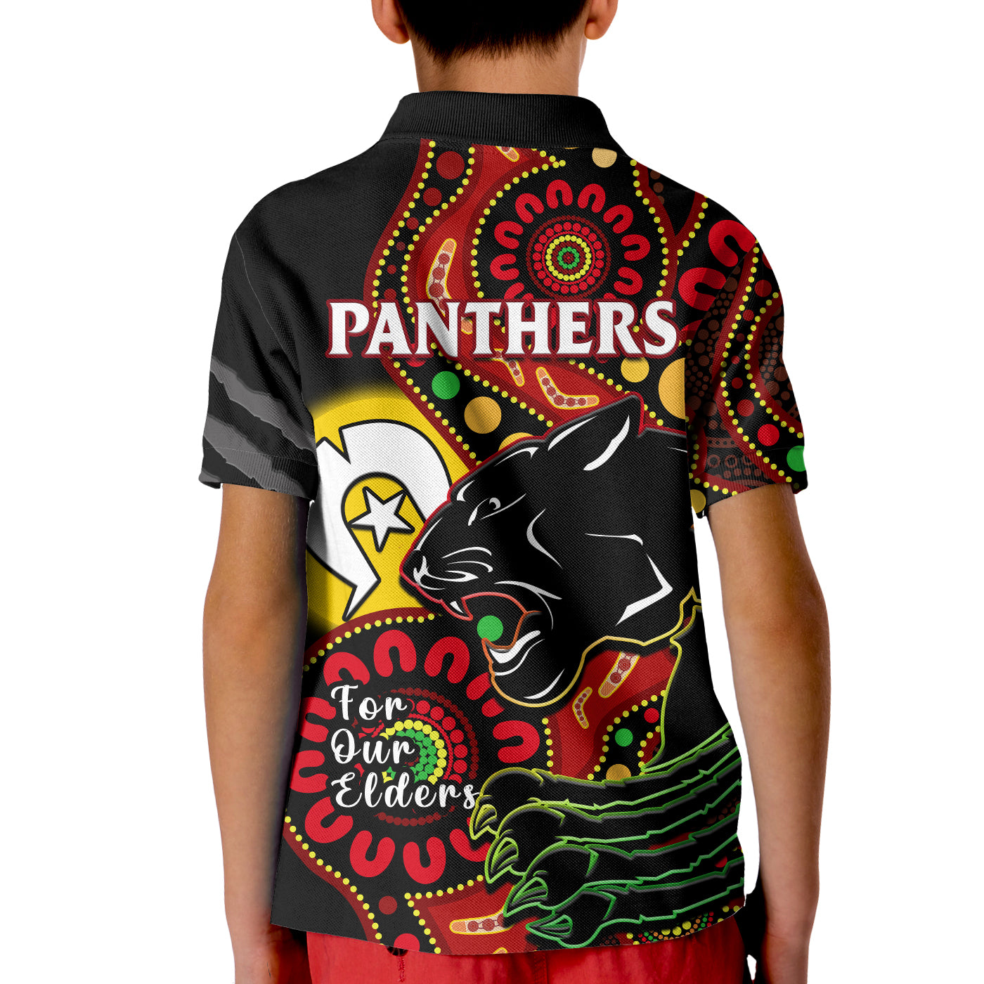Panthers Rugby NAIDOC 2023 Polo Shirt KID For Our Elders Aboriginal - Vibe Hoodie Shop