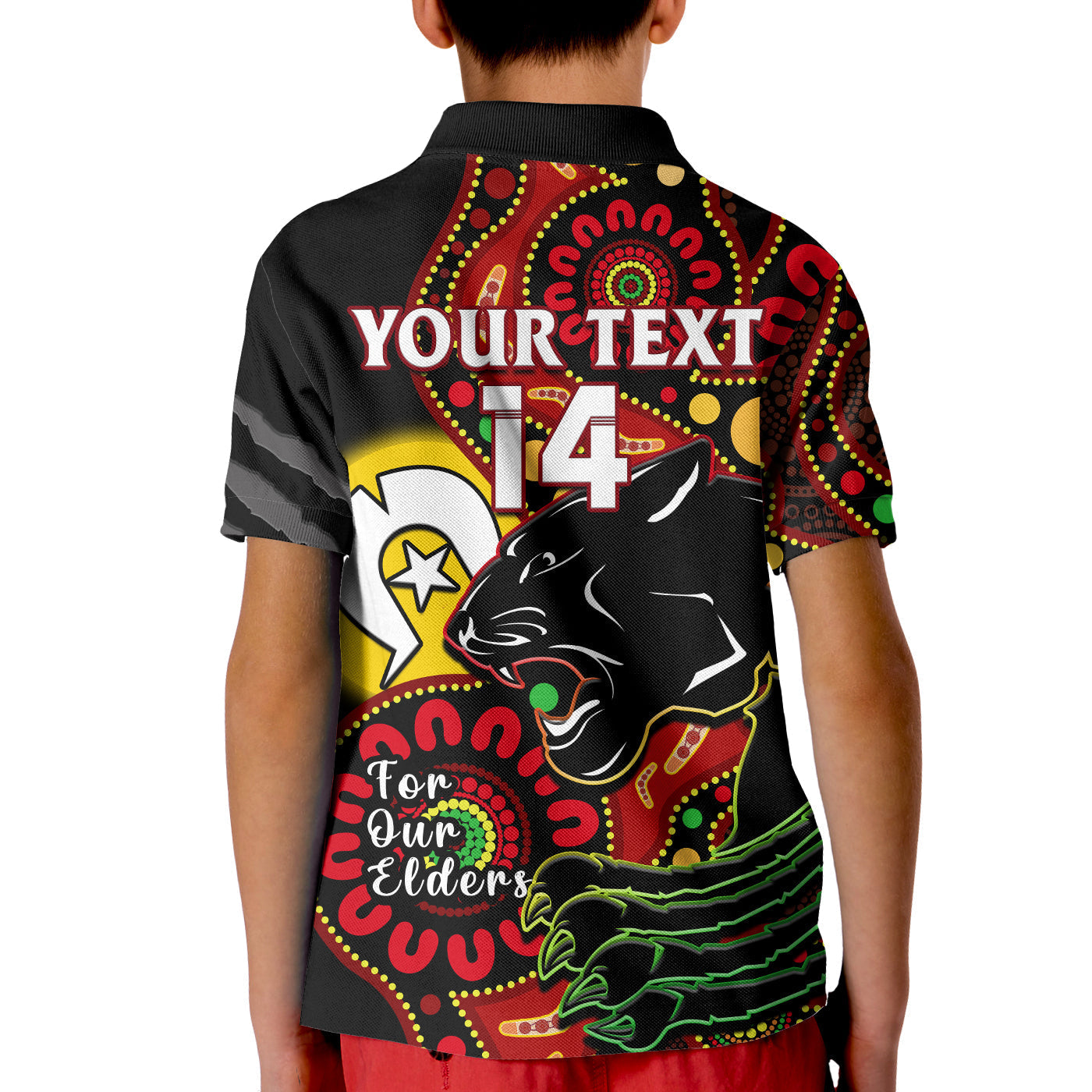 (Custom Text And Number) Panthers Rugby NAIDOC 2023 Polo Shirt For Our Elders Aboriginal - Vibe Hoodie Shop
