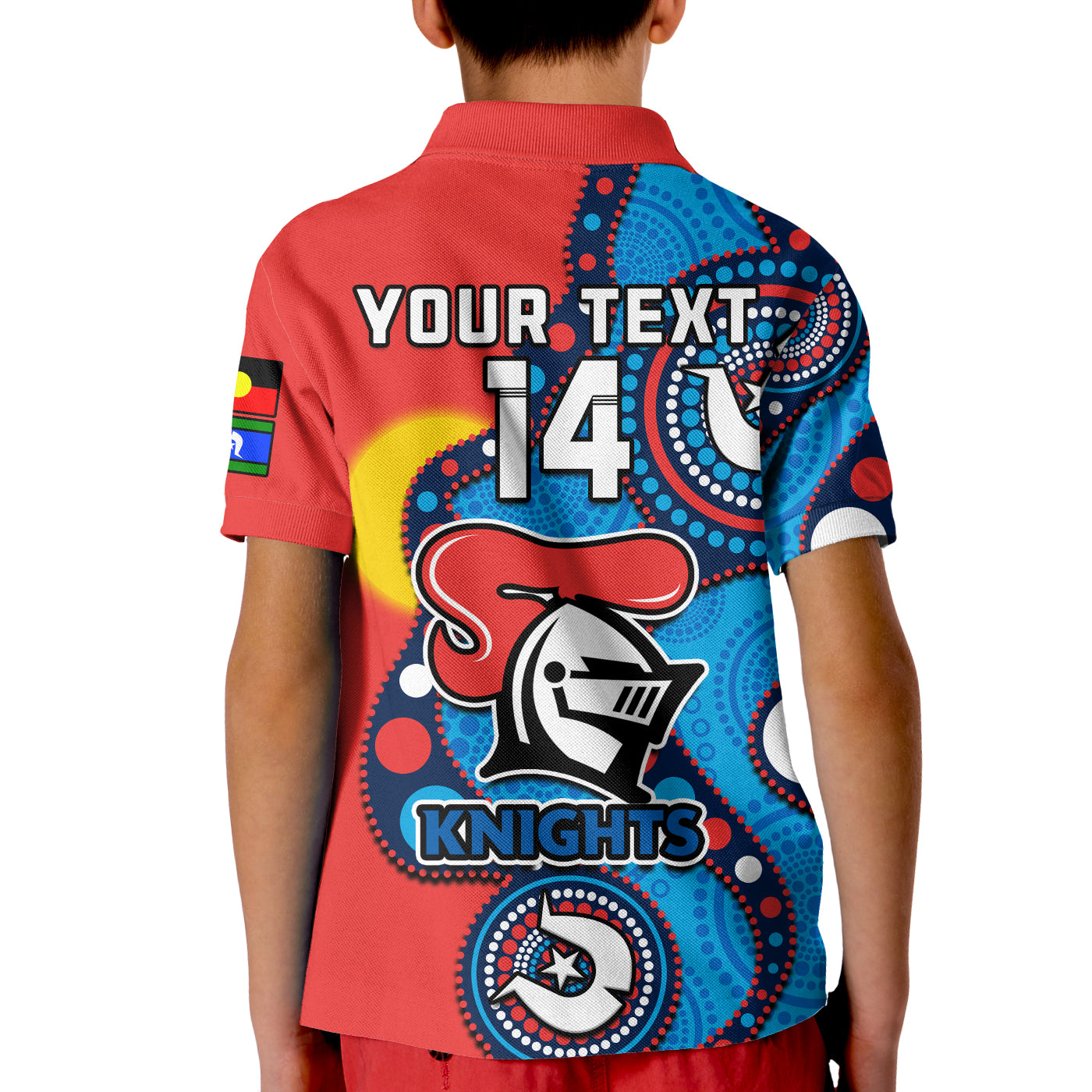 (Custom Text And Number) Knights Rugby NAIDOC 2023 Polo Shirt Indigenous For Our Elders - Vibe Hoodie Shop