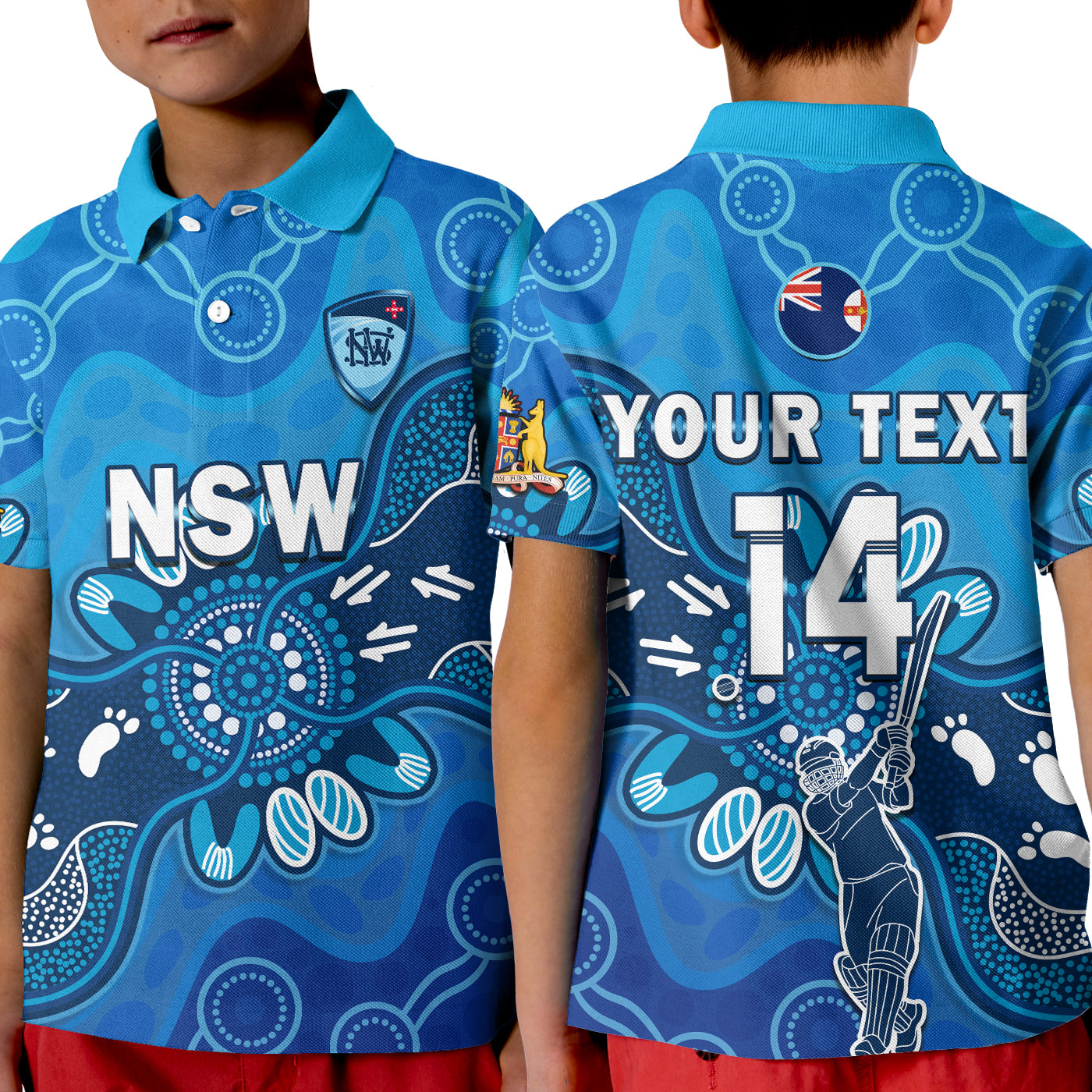 (Custom Text And Number) New South Wales Cricket Polo Shirt NSW 2022 Aboriginal Art - Vibe Hoodie Shop