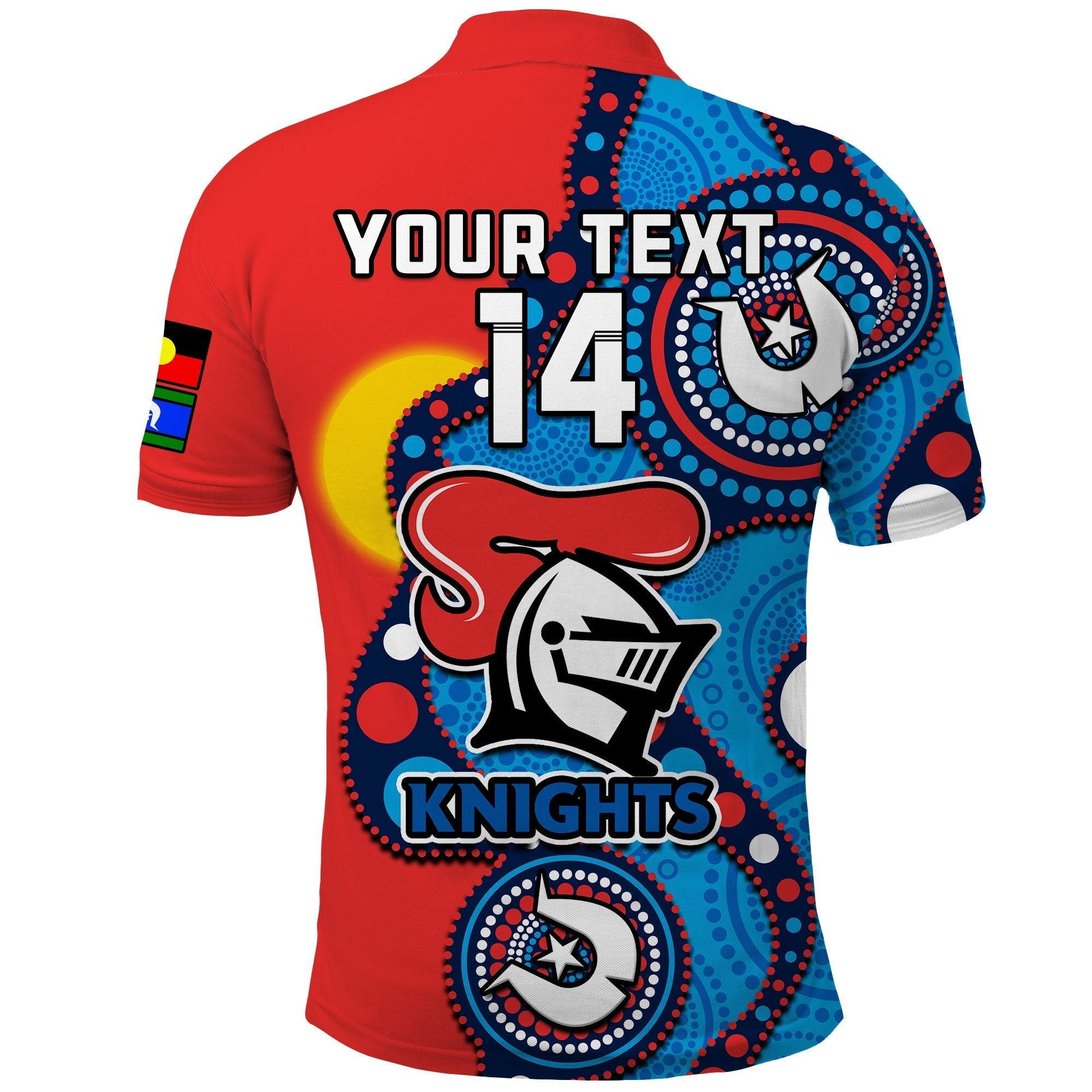 (Custom Text And Number) Knights Rugby NAIDOC 2023 Polo Shirt Indigenous For Our Elders - Vibe Hoodie Shop