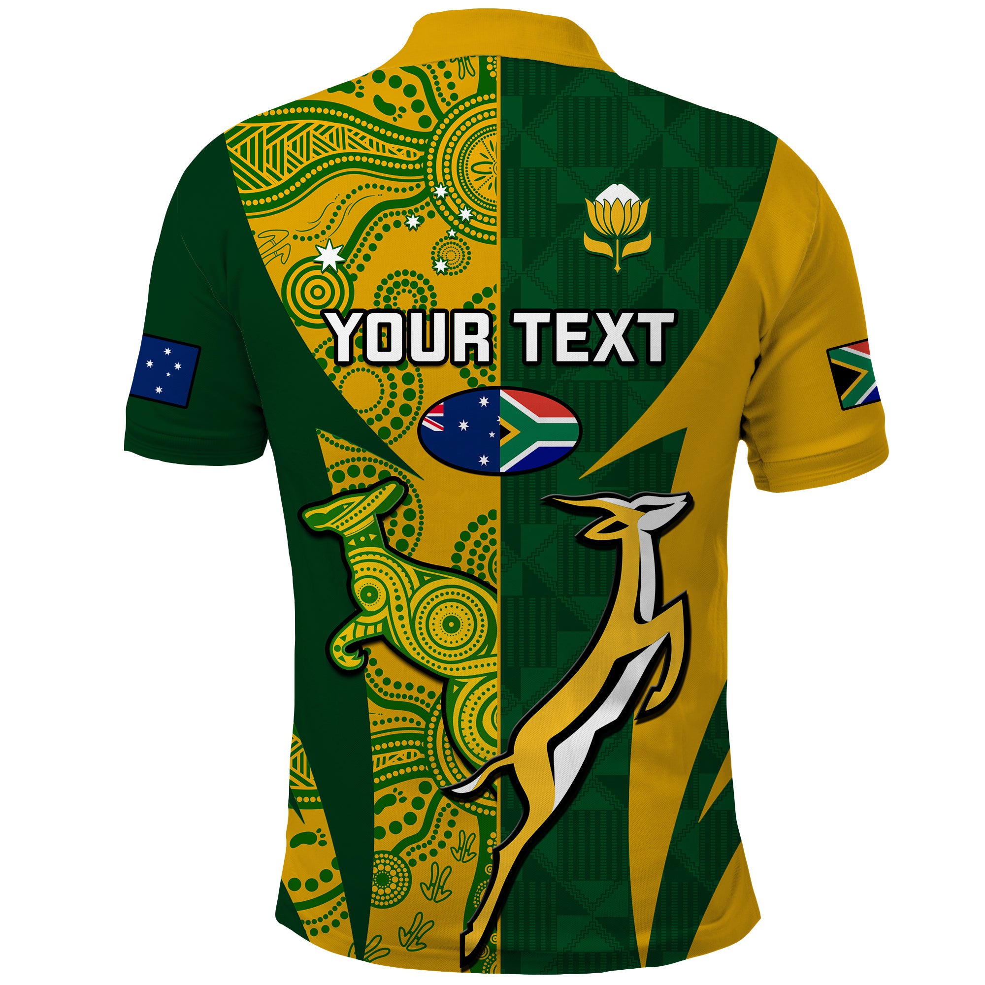 Personalised Australia Rugby And South Africa Rugby Polo Shirt 2023 Wallabies Mix Springboks - Vibe Hoodie Shop