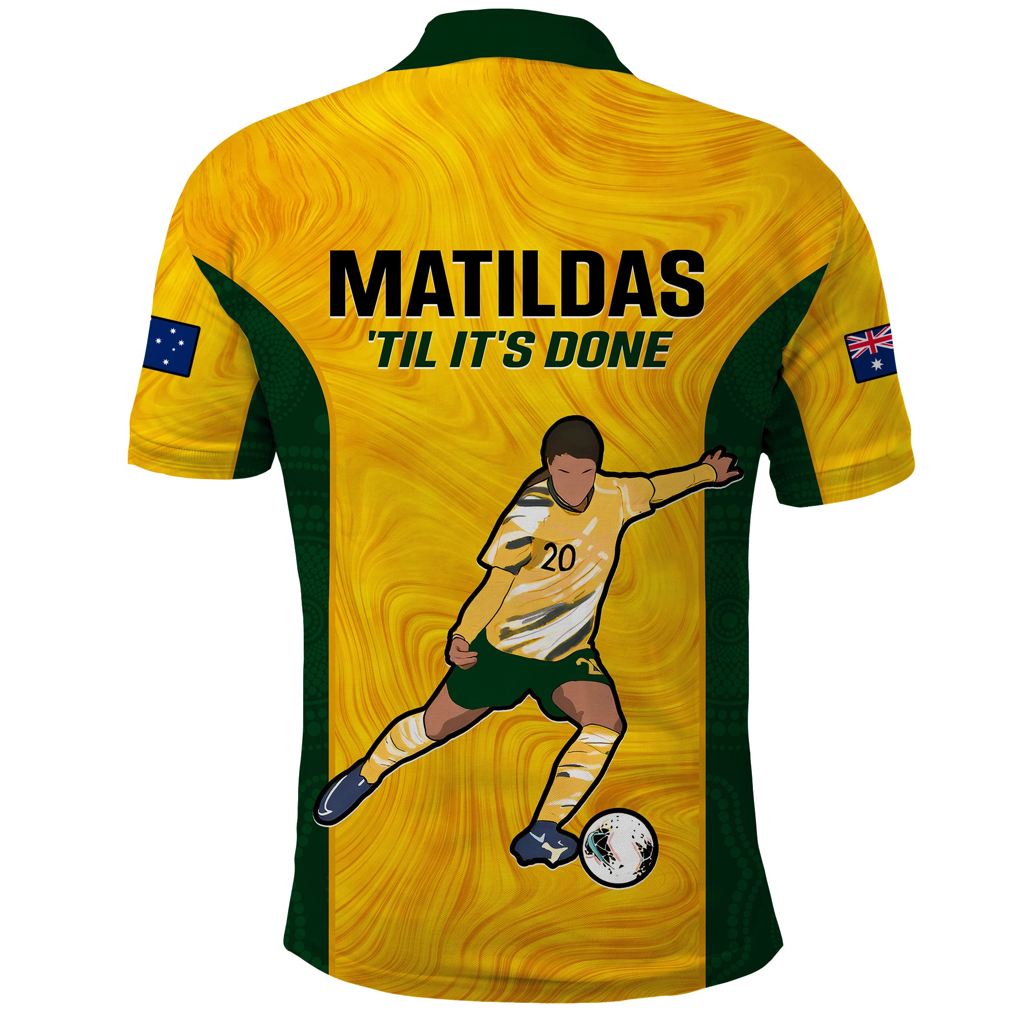 Australia Soccer Polo Shirt Sam Kerr Matildas World Cup Yellow - Vibe Hoodie Shop