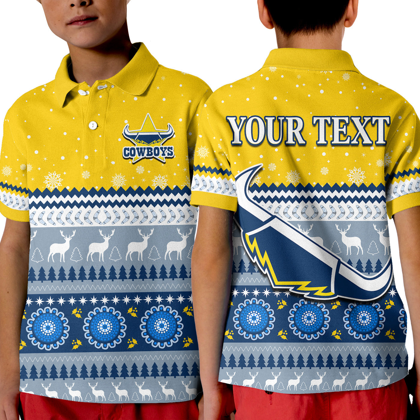 (Custom Personalised) Cowboys Aboriginal Polo Shirt Christmas North Queensland - Vibe Hoodie Shop