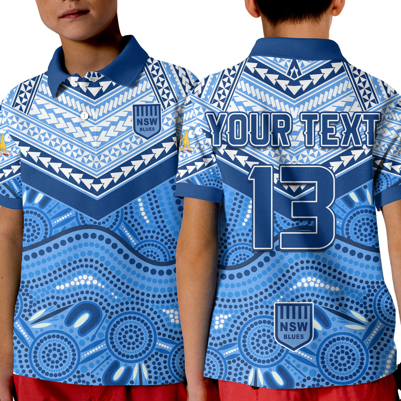 (Custom Text and Number) NSW Blues Polo Shirt Aboriginal and Polynesia Admirable - Vibe Hoodie Shop