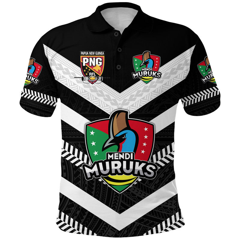 Papua New Guinea PRK Mendi Muruks Polo Shirt Rugby Polynesian Black NO.1 - Vibe Hoodie Shop