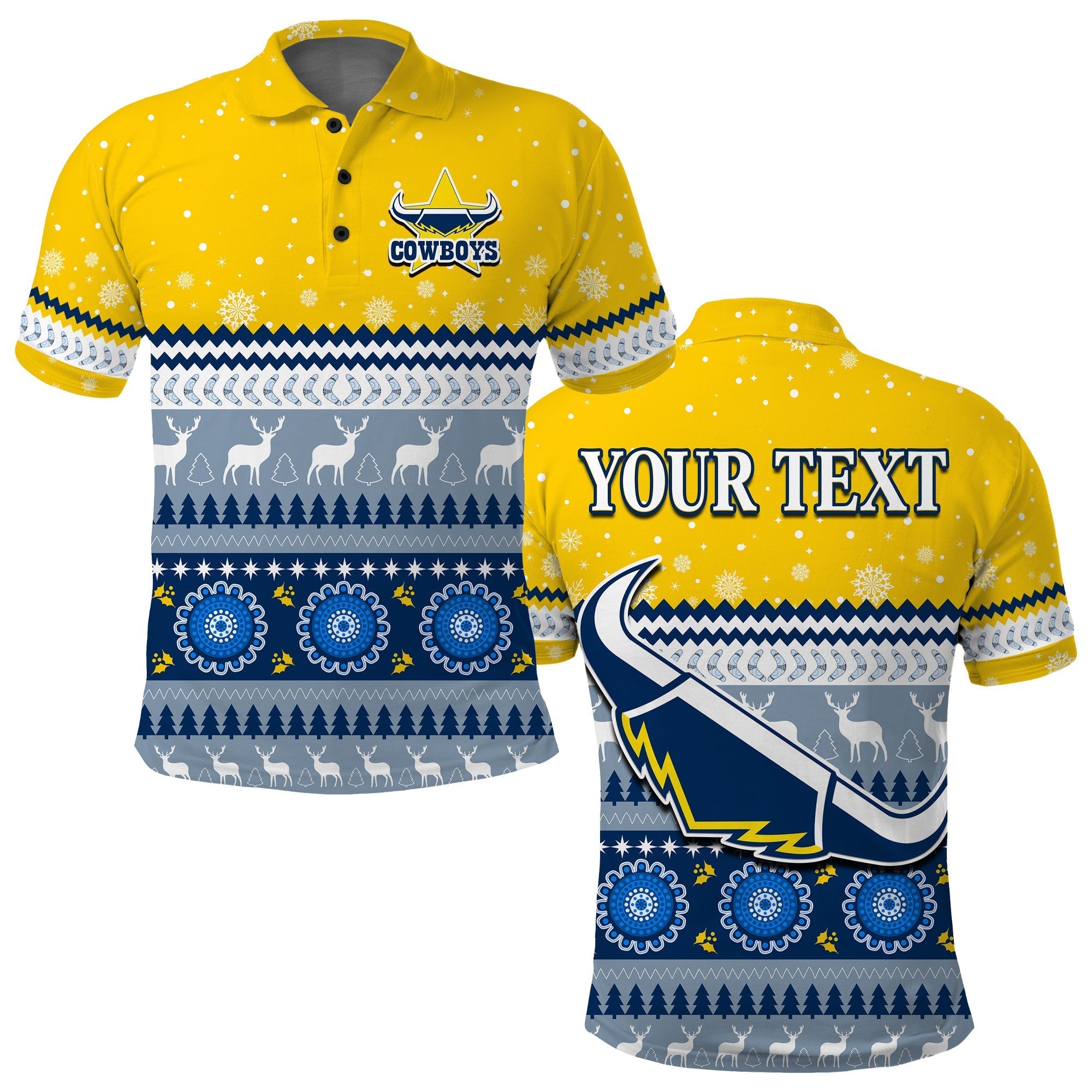 (Custom Personalised) Cowboys Aboriginal Polo Shirt Christmas North Queensland - Vibe Hoodie Shop