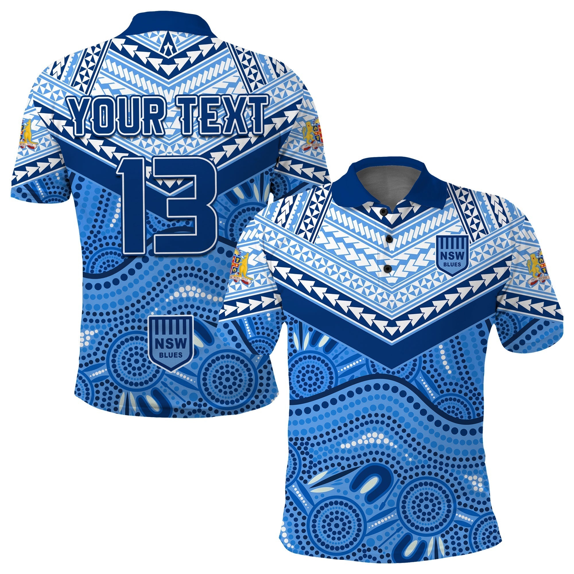 (Custom Text and Number) NSW Blues Polo Shirt Aboriginal and Polynesia Admirable - Vibe Hoodie Shop