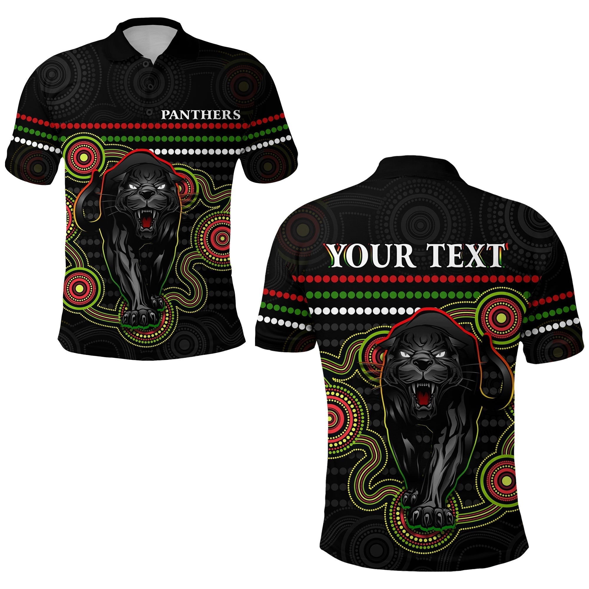 (Custom Personalised) Panthers Indigenous Polo Shirt Version Black Alternate - Vibe Hoodie Shop