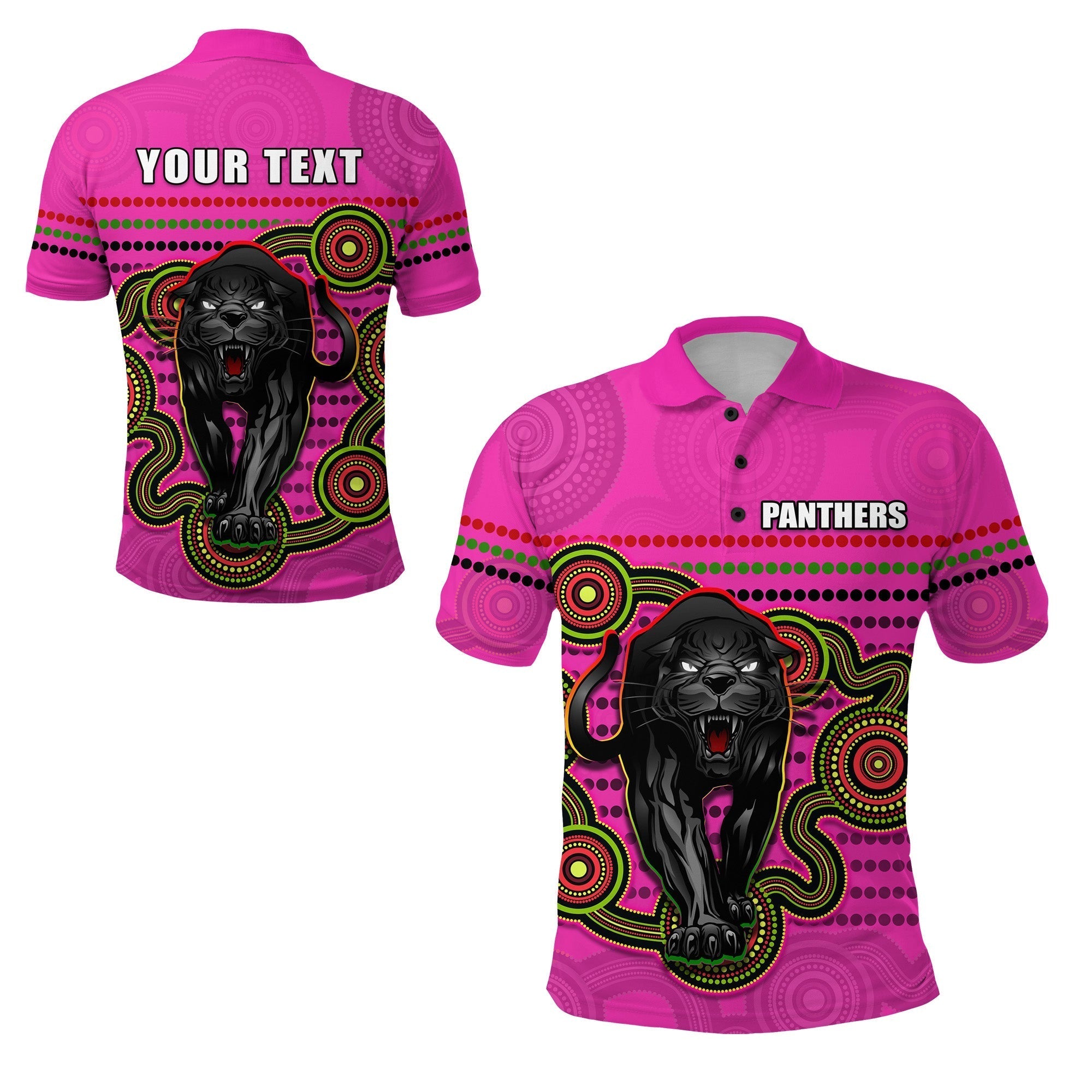 (Custom Personalised) Panthers Indigenous Polo Shirt Version Pink Alternate - Vibe Hoodie Shop