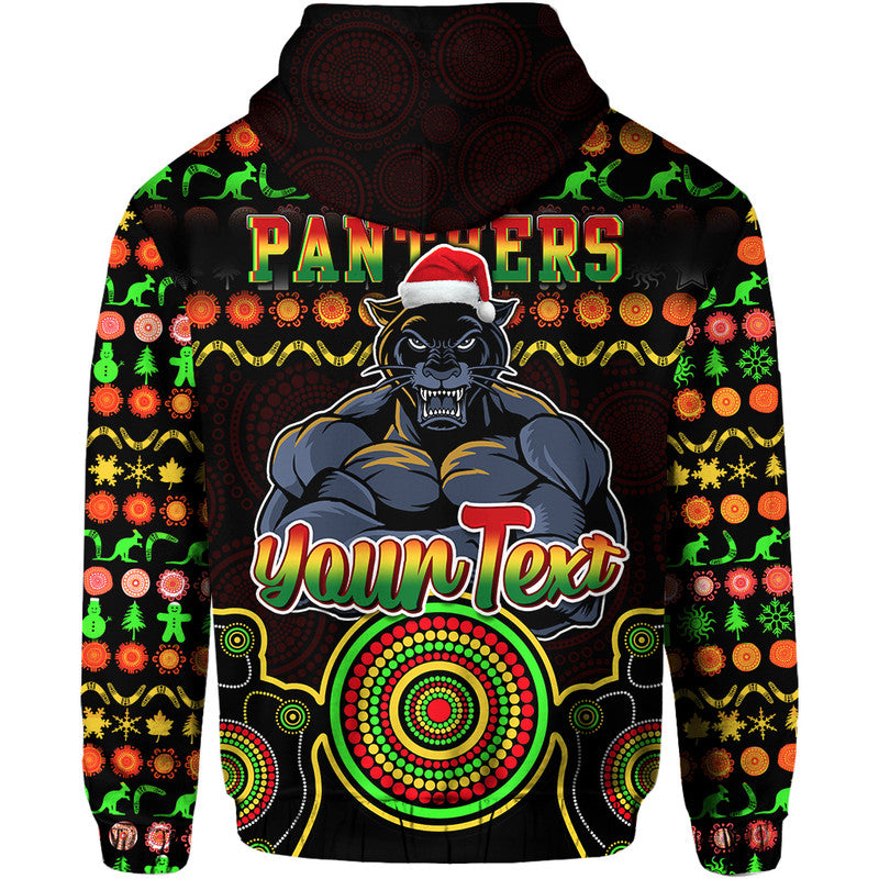Custom Personalised Panthers Christmas Vibe With Aboriginal Dot Panting Style Zip Up And Pullover Hoodie LT9 - Vibe Hoodie Shop