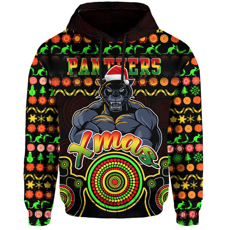 Panthers Christmas Vibe With Aboriginal Dot Panting Style Zip Up And Pullover Hoodie LT9 - Vibe Hoodie Shop