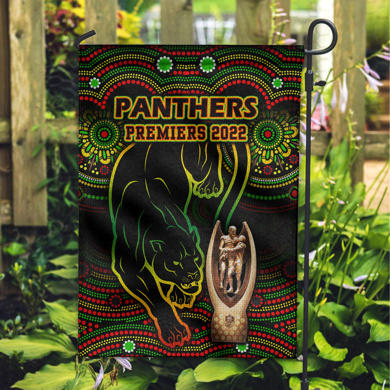 Penrith Panthers Rugby Flag Black Crouching Panther Premiers 2022 - Vibe Hoodie Shop