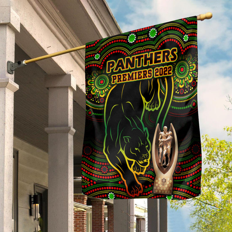 Penrith Panthers Rugby Flag Black Crouching Panther Premiers 2022 - Vibe Hoodie Shop