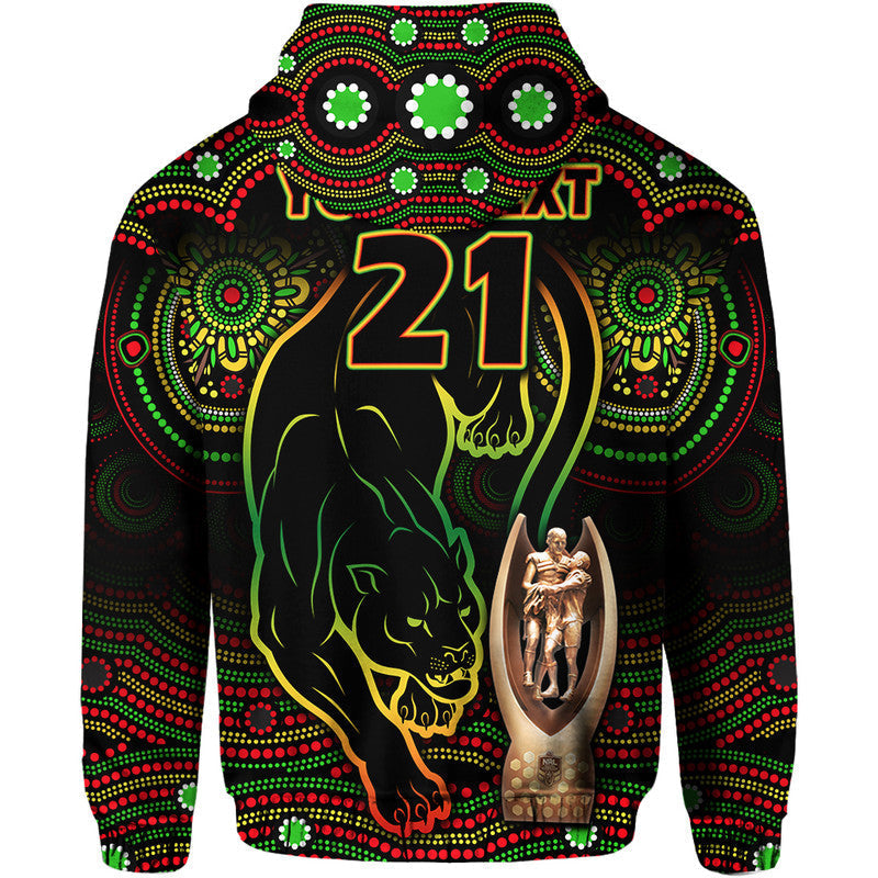 (Custom Personalised) Penrith Panthers Rugby Zip Up And Pullover Hoodie Black Crouching Panther Premiers 2022 LT9 - Vibe Hoodie Shop
