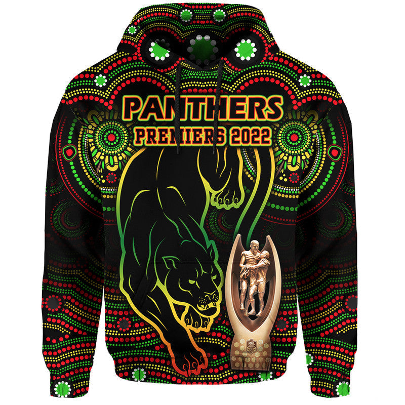 (Custom Personalised) Penrith Panthers Rugby Zip Up And Pullover Hoodie Black Crouching Panther Premiers 2022 LT9 - Vibe Hoodie Shop