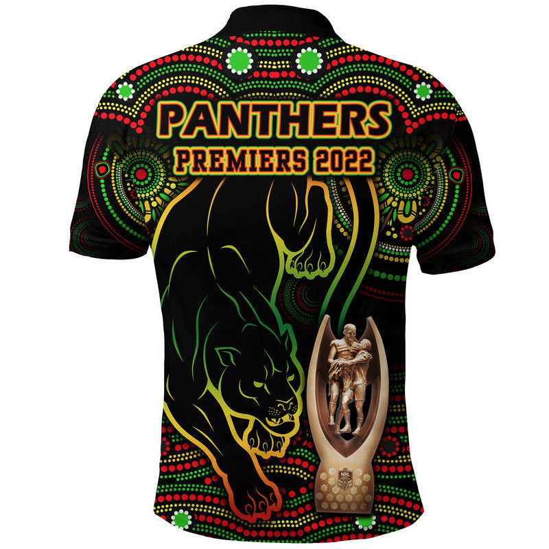 Penrith Panthers Rugby Polo Shirt Black Crouching Panther Premiers 2022 LT9 - Vibe Hoodie Shop