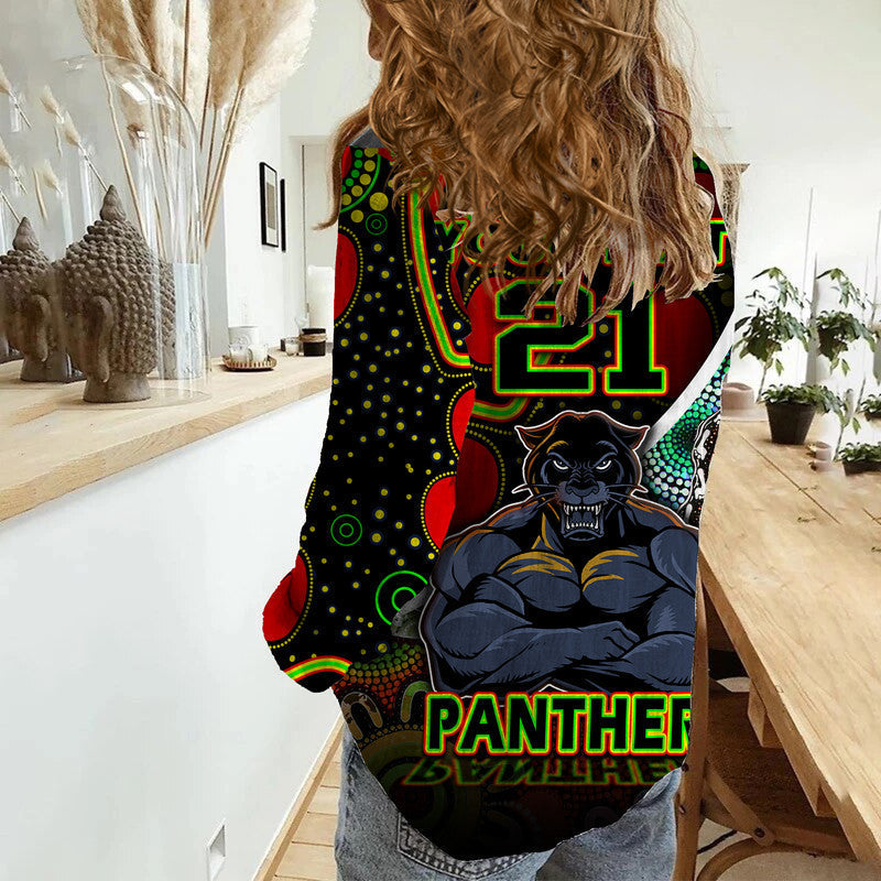 (Custom Personalised) Penrith Panthers Women Casual Shirt Strong Panthers Legend With Special Aboriginal Style - Vibe Hoodie Shop