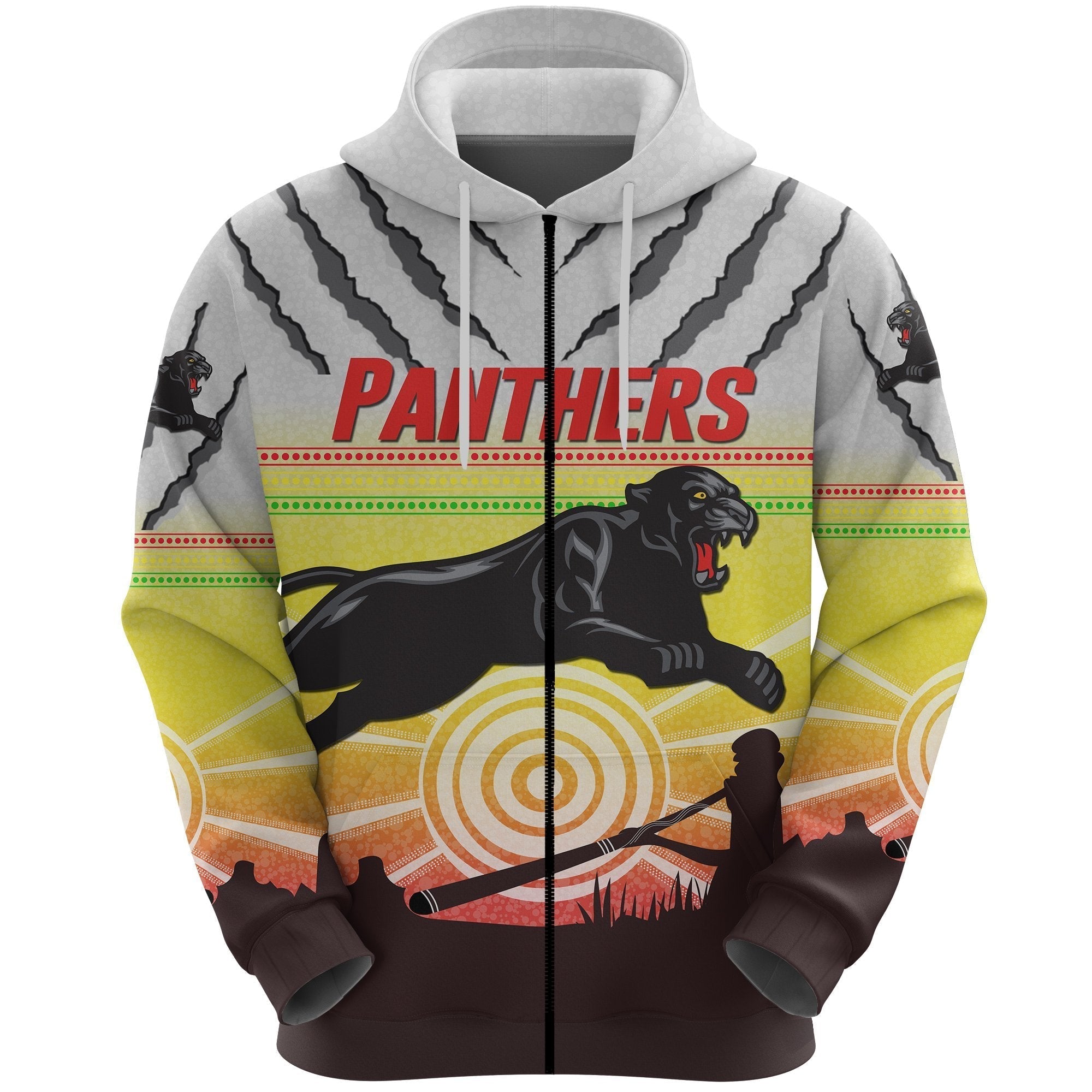 Panthers Zip Hoodie Indigenous Setting Sun - Vibe Hoodie Shop