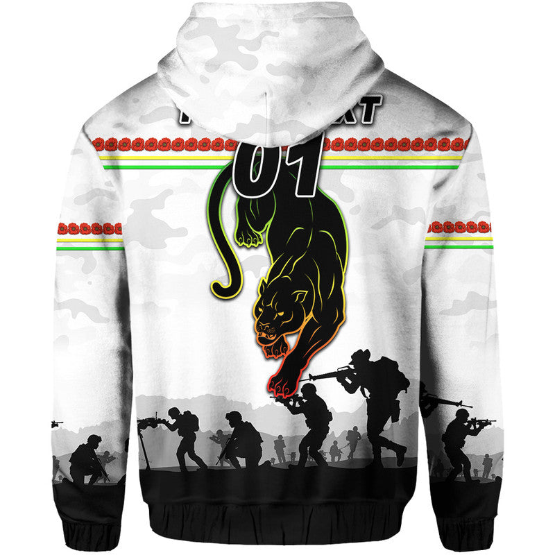 (Custom Personalised) Penrith Panthers ANZAC 2022 Zip Up And Pullover Hoodie Simple Style - White LT8 - Vibe Hoodie Shop