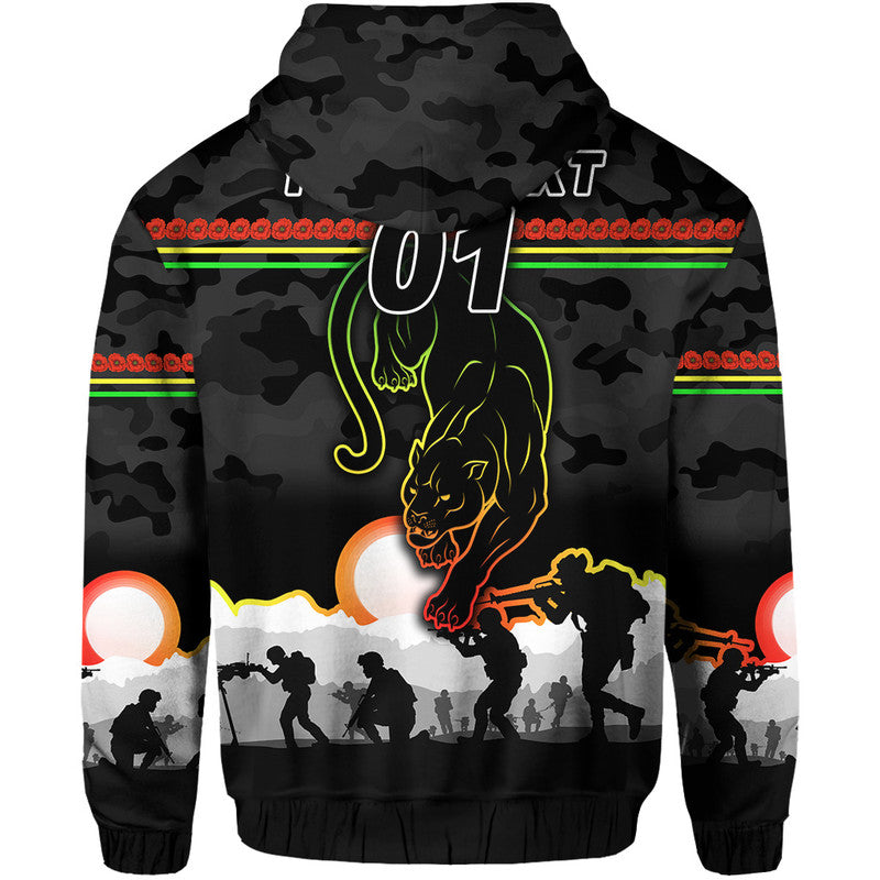 (Custom Personalised) Penrith Panthers ANZAC 2022 Zip Up And Pullover Hoodie Simple Style - Black LT8 - Vibe Hoodie Shop