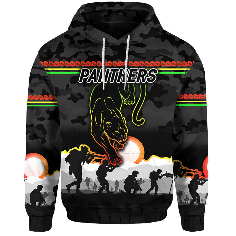 Penrith Panthers ANZAC 2022 Zip Up And Pullover Hoodie Simple Style - Black LT8 - Vibe Hoodie Shop