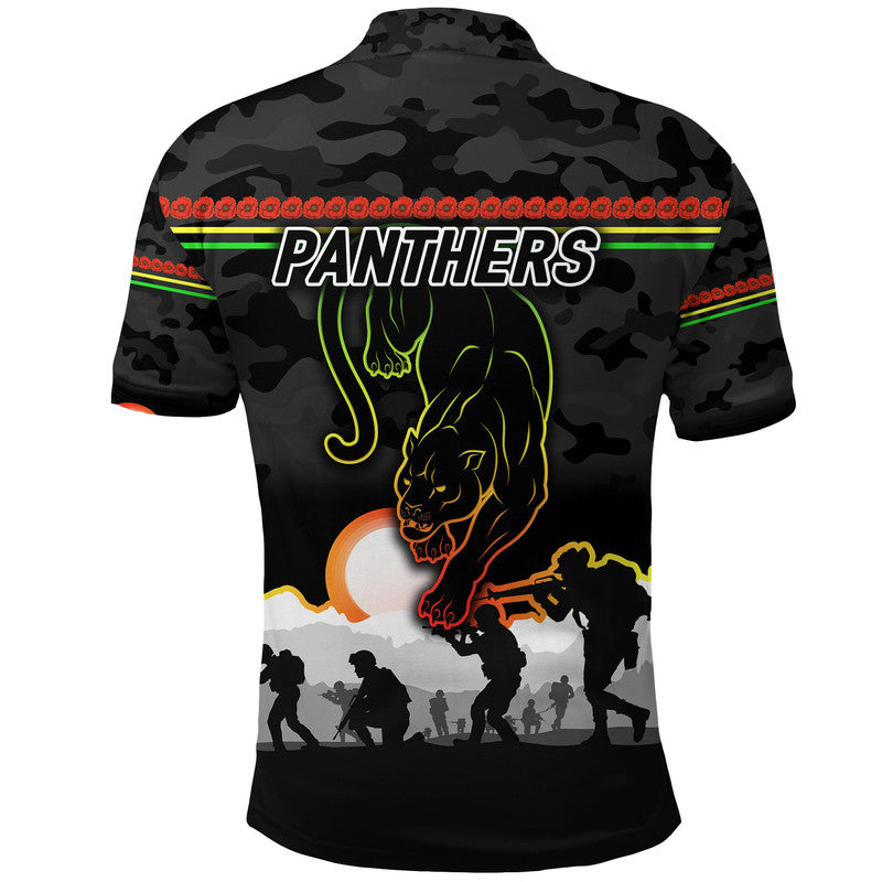 Penrith Panthers ANZAC 2022 Polo Shirt Simple Style - Black - Vibe Hoodie Shop