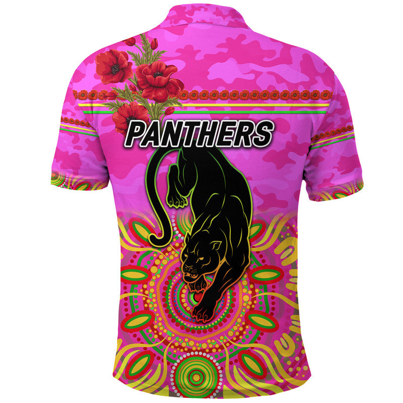 Penrith Panthers ANZAC 2022 Polo Shirt Indigenous Vibes - Pink - Vibe Hoodie Shop